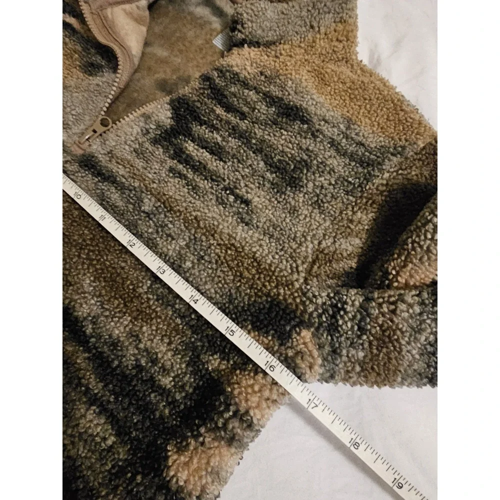 Cat & Jack Boys‎ Sherpa Fleece Quarter Zip Pullover Youth S 6/7 Camo
